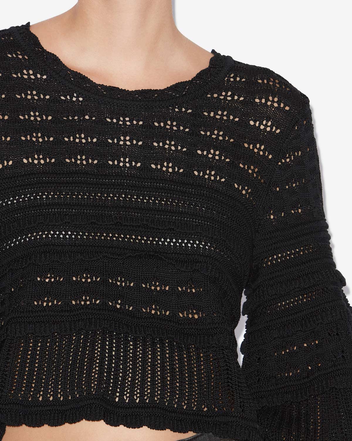 Pull ample azelia en maille ajourée - Noir - Woman - 2