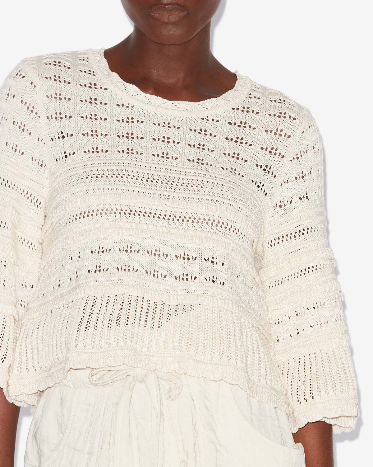 Pull ample azelia en maille ajourée - Écru - Woman - 2
