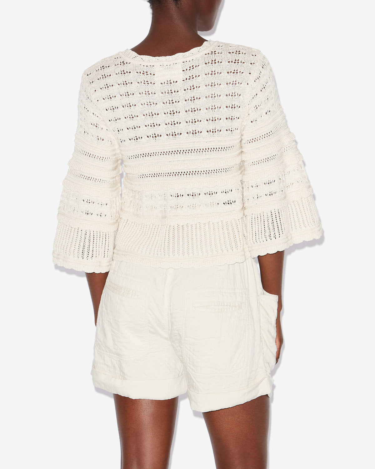 Pull ample azelia en maille ajourée - Écru - Woman - 4