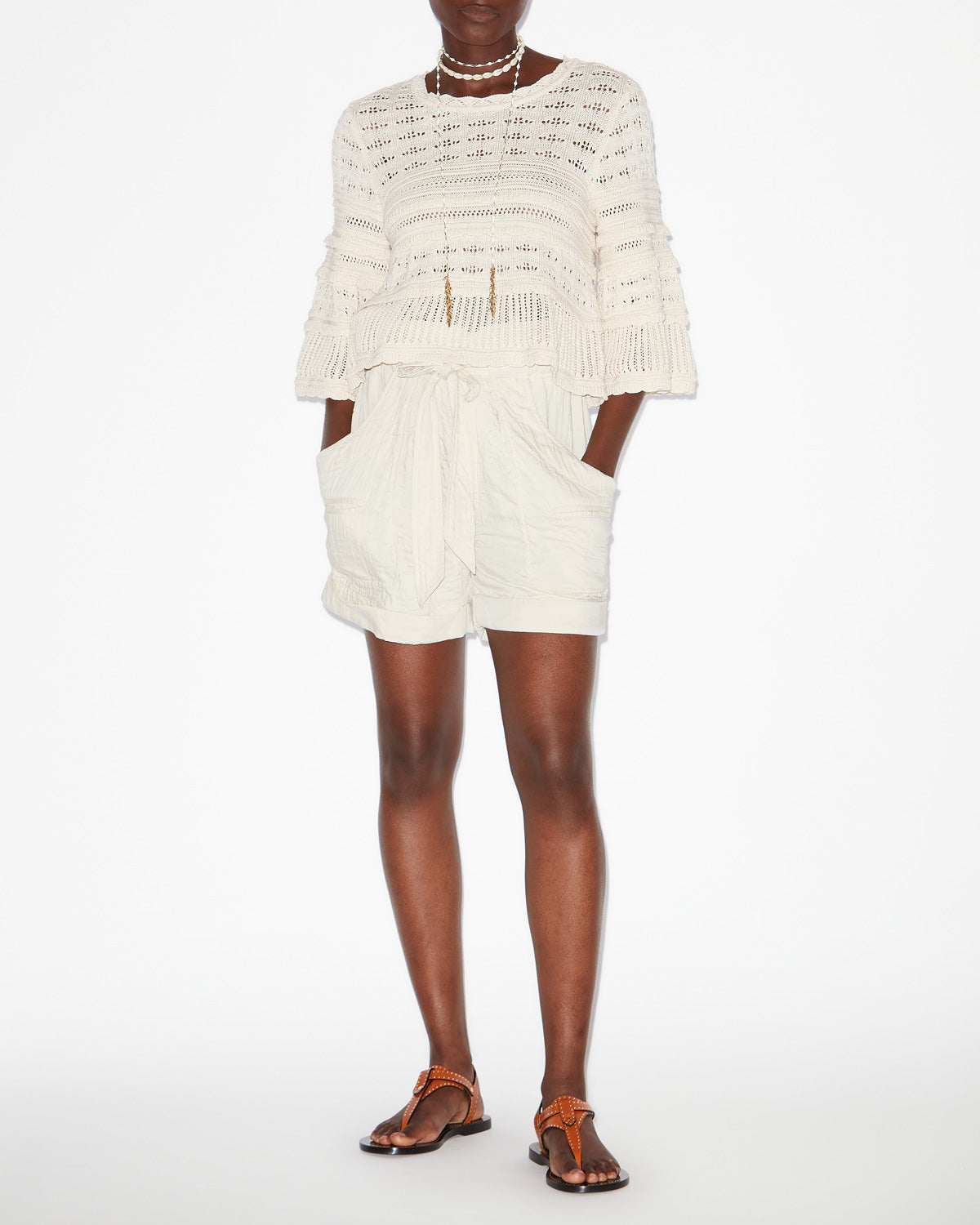 Pull ample azelia en maille ajourée - Écru - Woman - 1