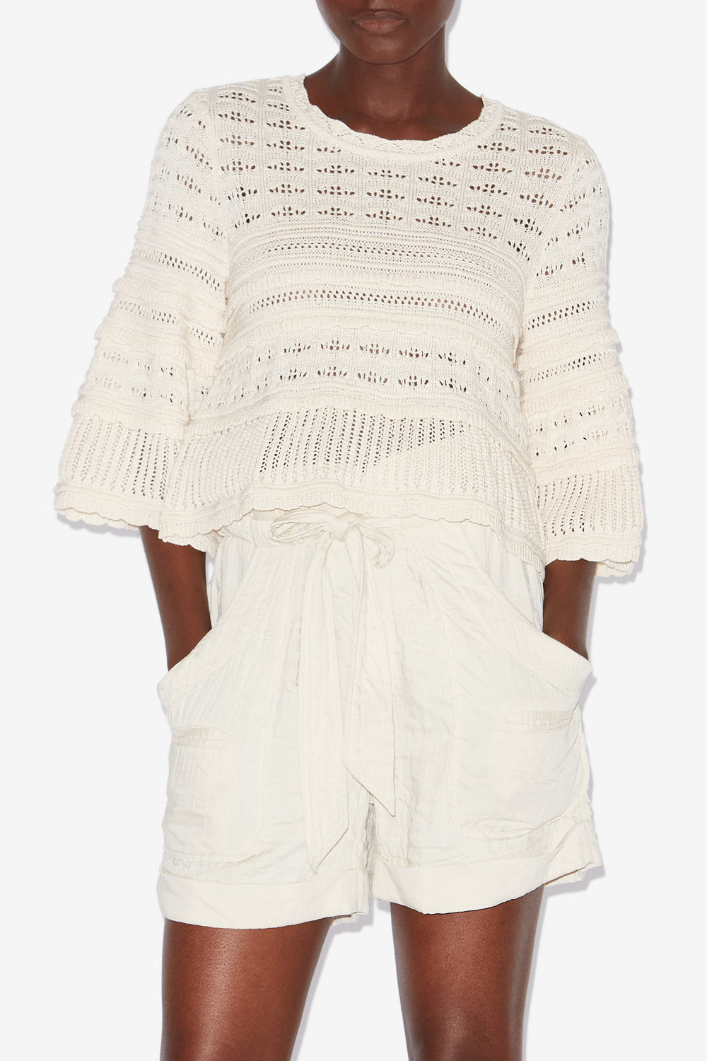 Azelia 透かし編みニット ルーズセーター - 生成り - Woman - 4