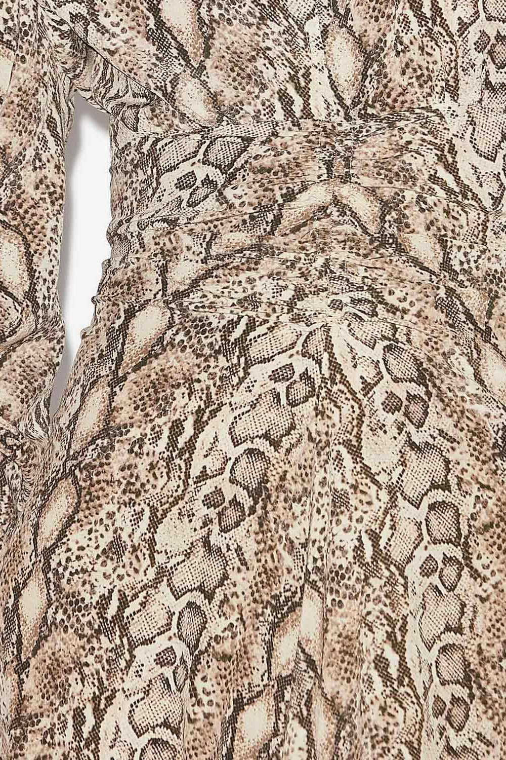 Abito albini midi arricciato in misto seta - Naturale - Woman - 3