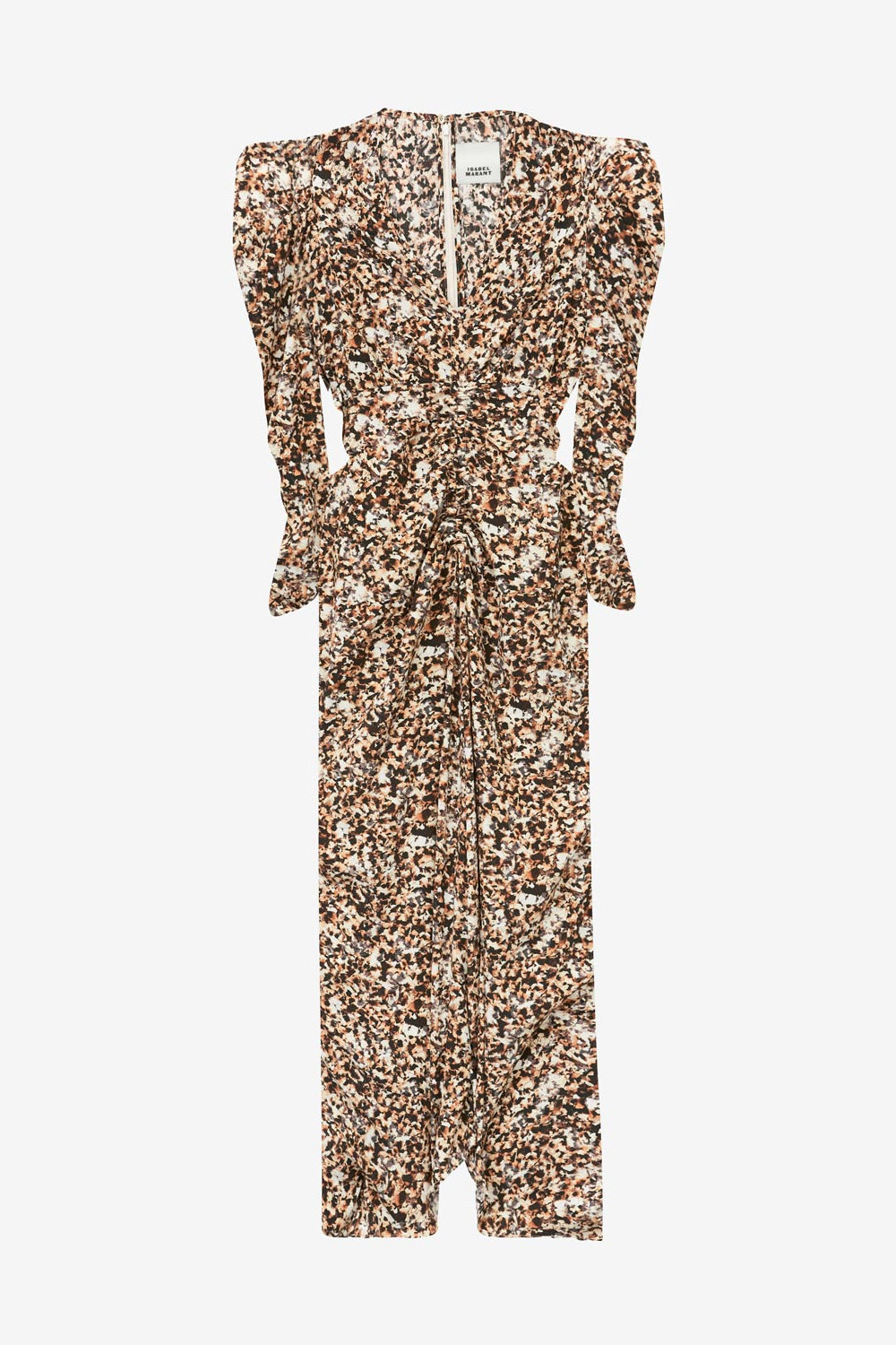 Robe albini midi froncée en soie mélangée - Ocre-écru - Woman - 1