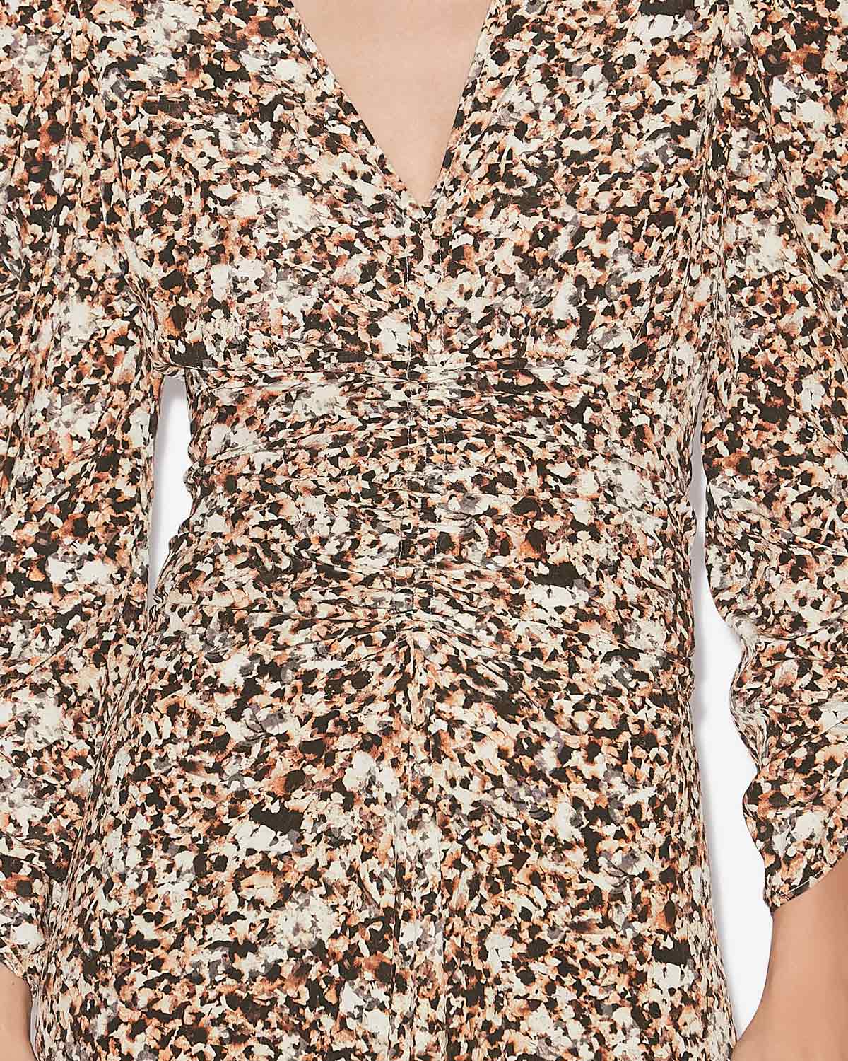 Albini シルクブレンド ギャザー入り ミディ丈ドレス - Ochre-ecru - Woman - 2