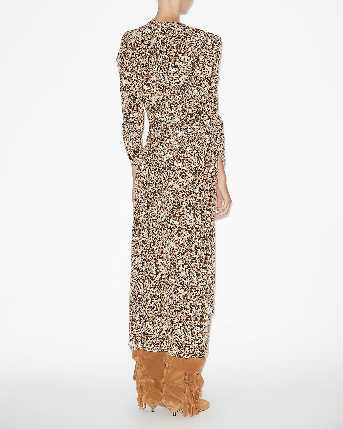 Albini シルクブレンド ギャザー入り ミディ丈ドレス - Ochre-ecru - Woman - 3