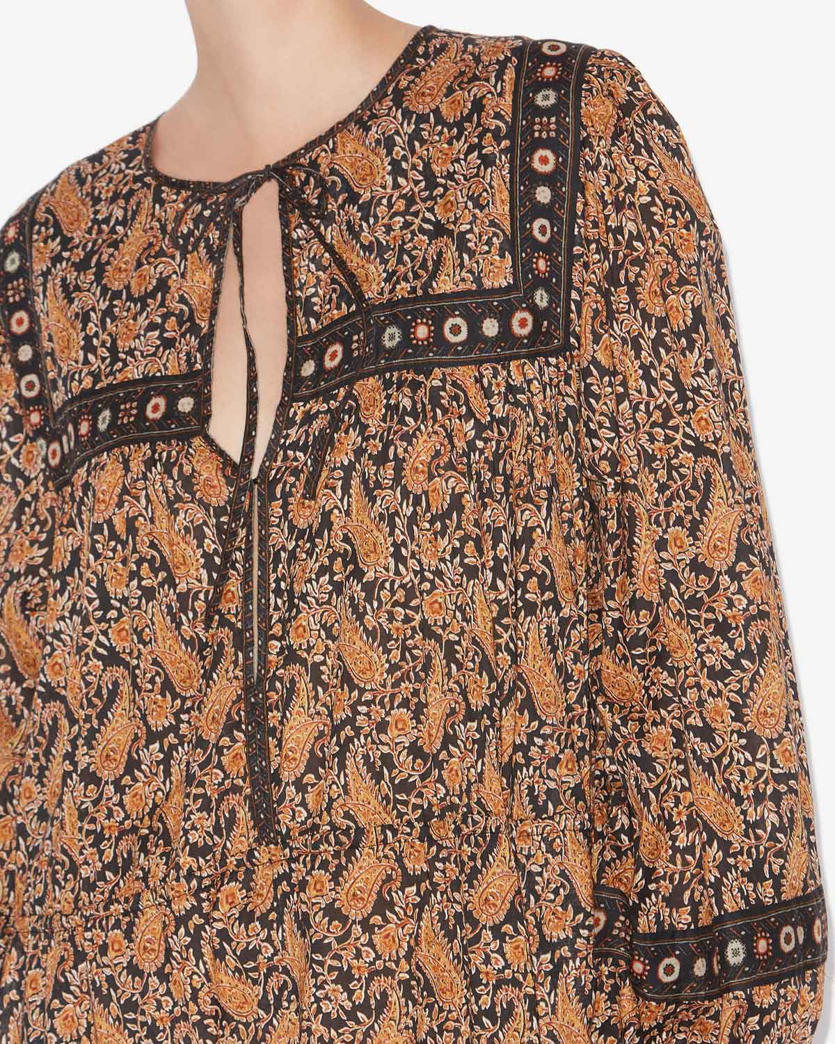 Greila long printed cotton voile dress - Black - Woman - 2