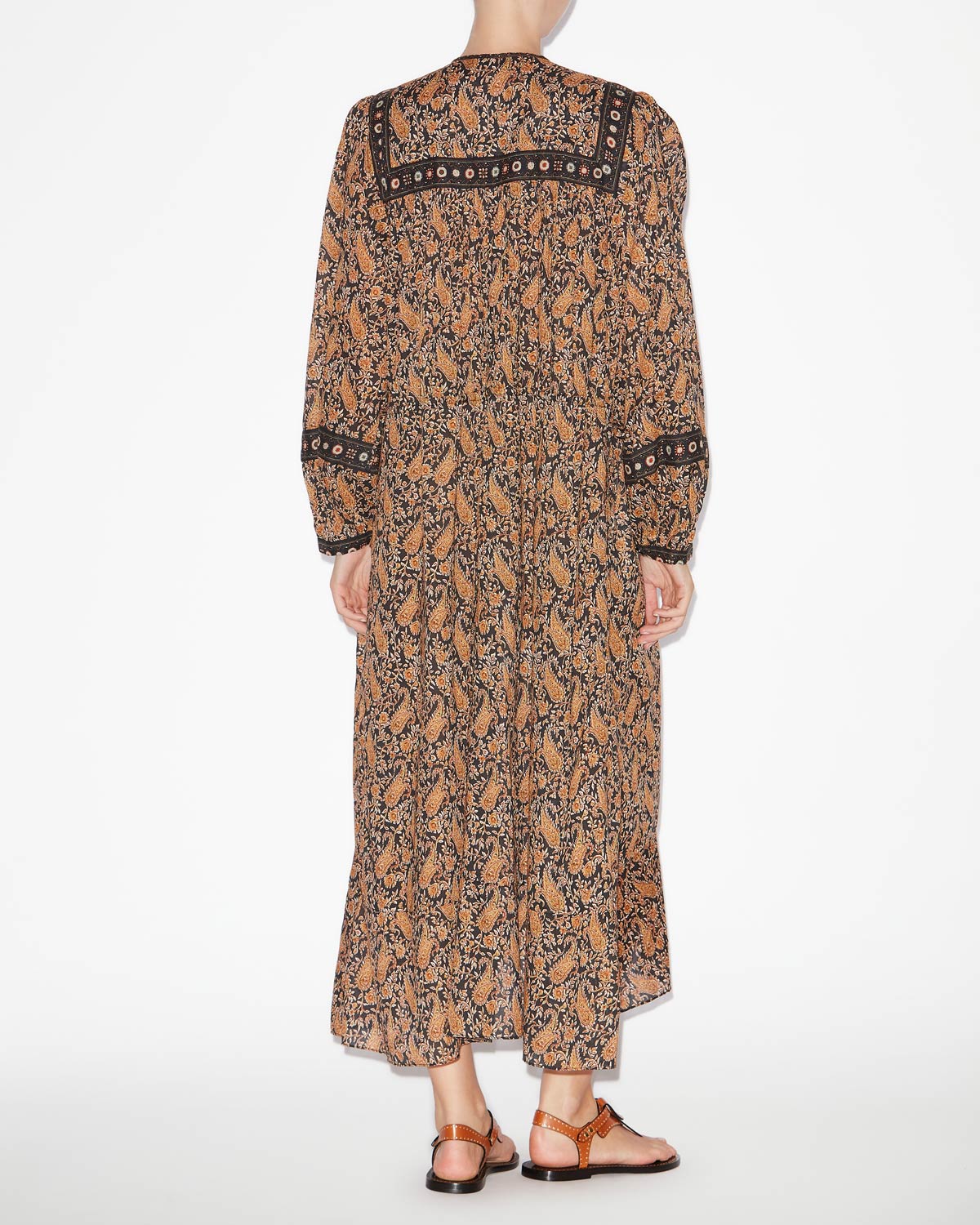 Greila long printed cotton voile dress - Black - Woman - 3