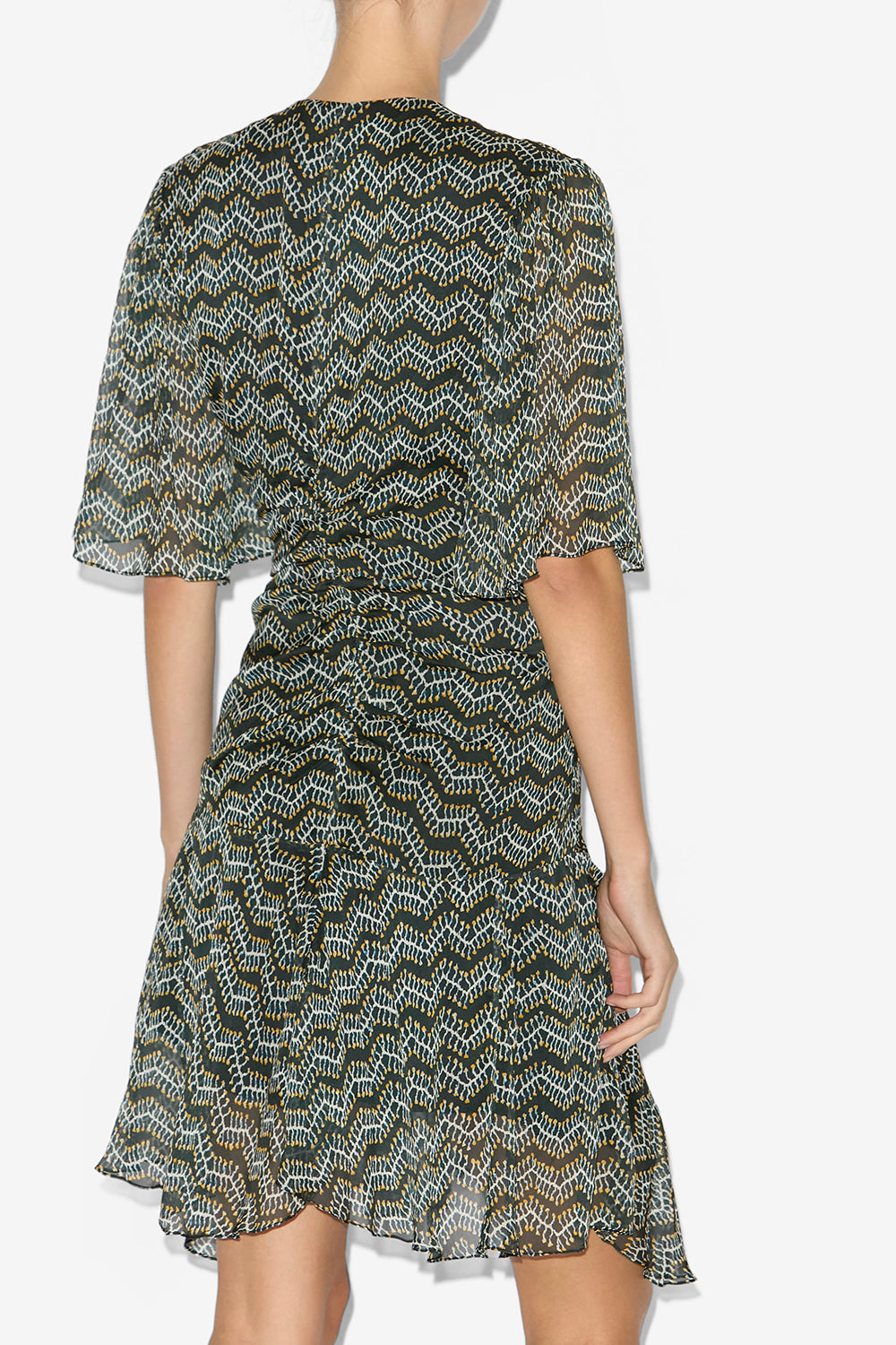Robe courte vivienne en mousseline imprimée - Noir délavé - Woman - 5