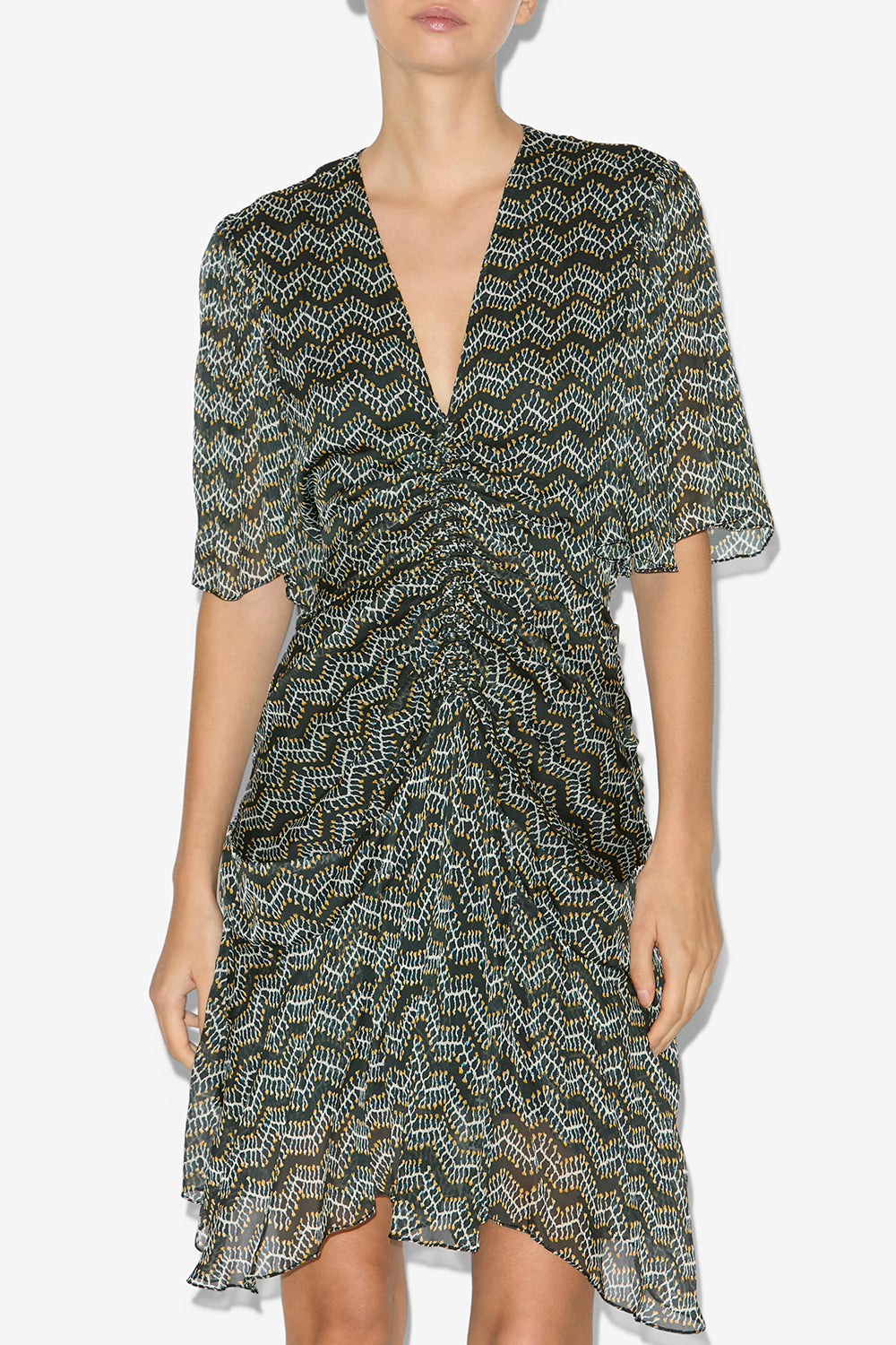 Robe courte vivienne en mousseline imprimée - Noir délavé - Woman - 4