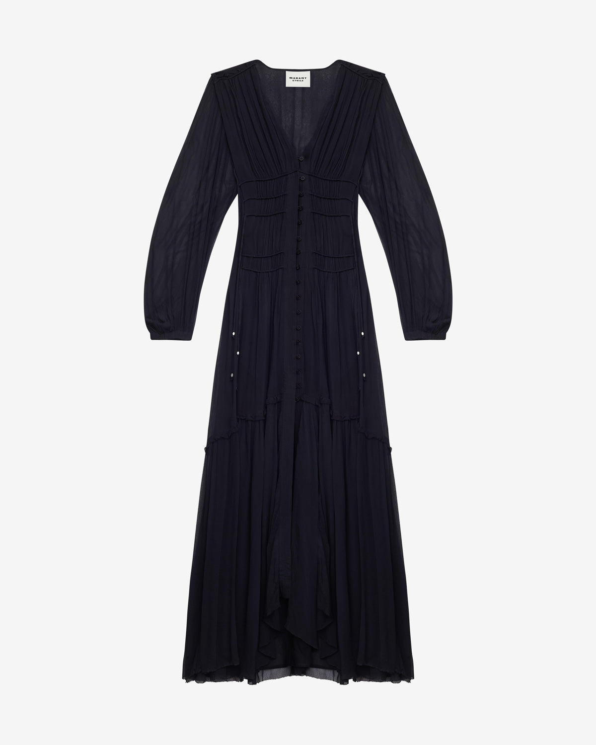 Amara long gathered muslin dress - Black - Woman - 1