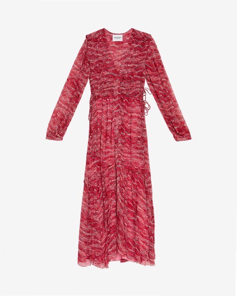 Robe longue amara en mousseline froncée - Rouge - Woman - 4