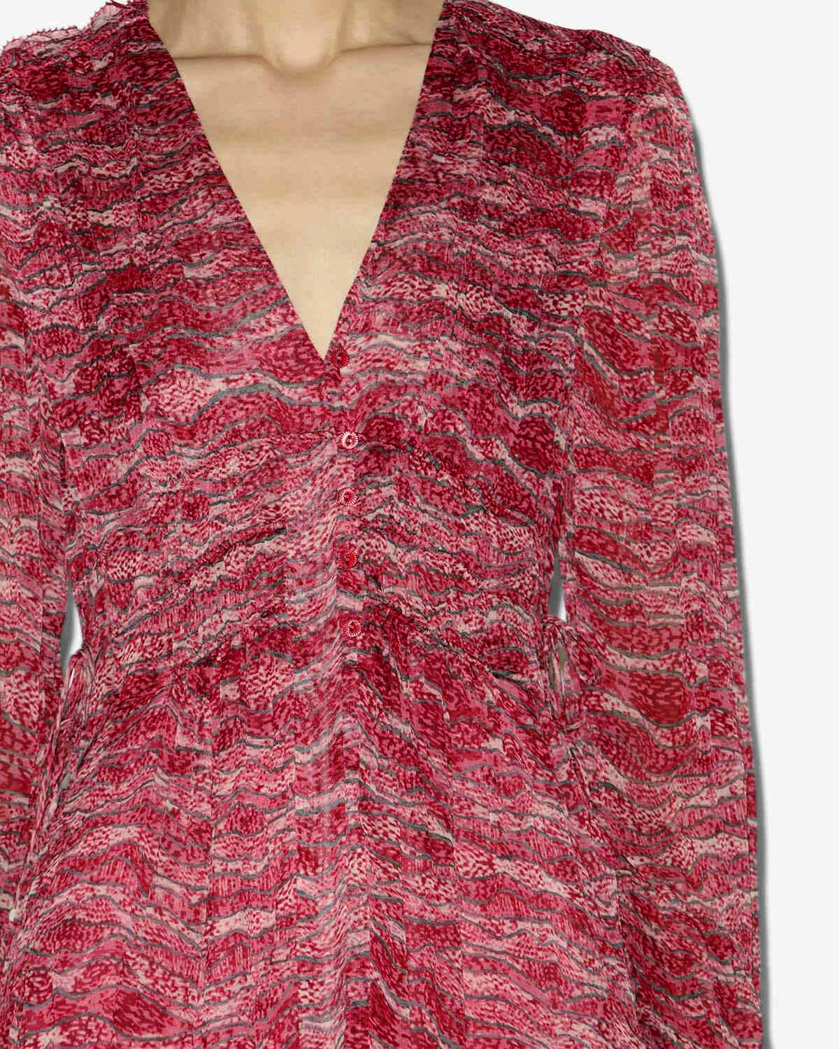 Robe longue amara en mousseline froncée - Rouge - Woman - 2