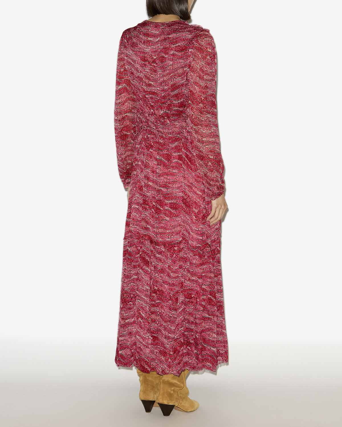 Robe longue amara en mousseline froncée - Rouge - Woman - 3