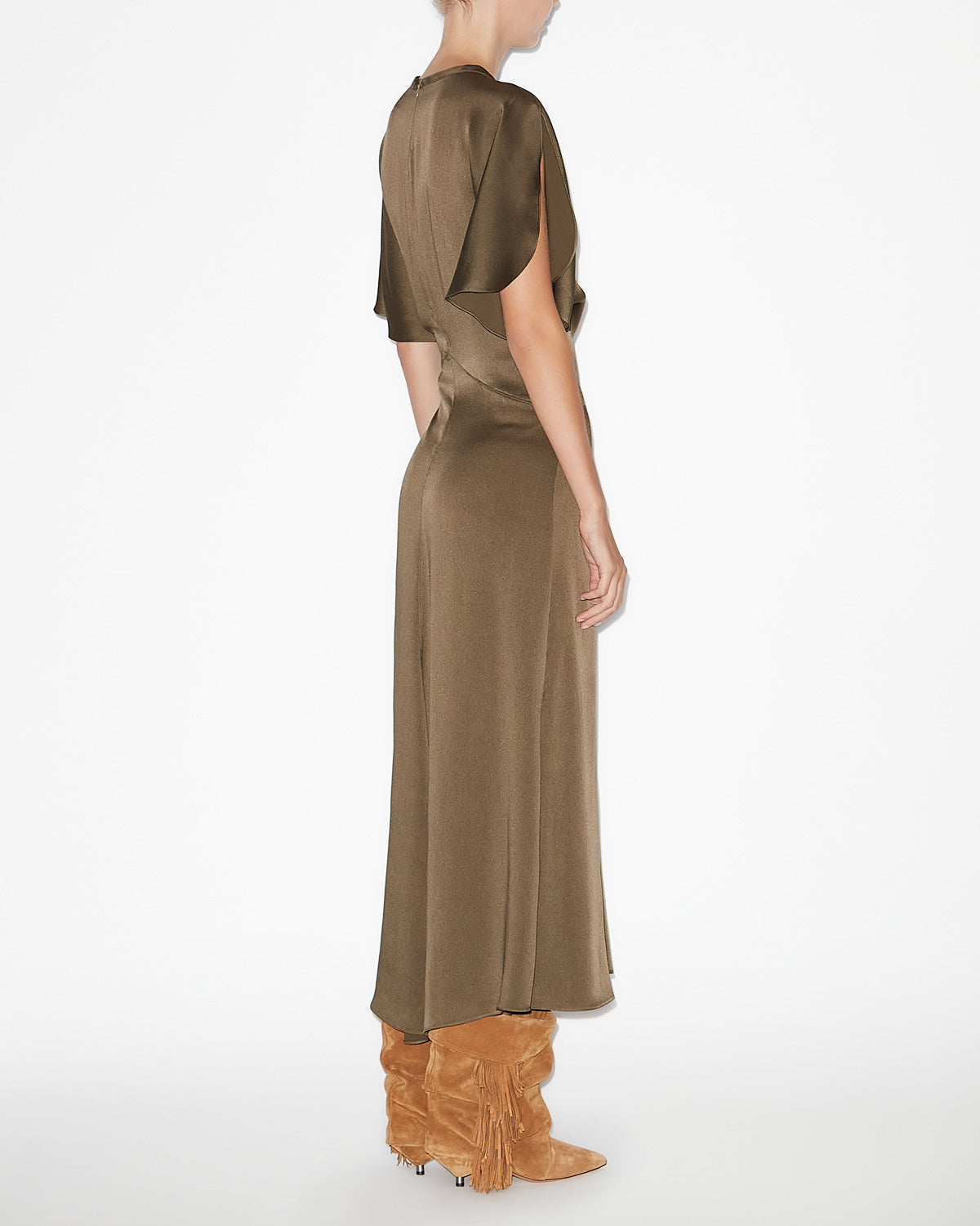 Keany long satin dress - Bronze - Woman - 3
