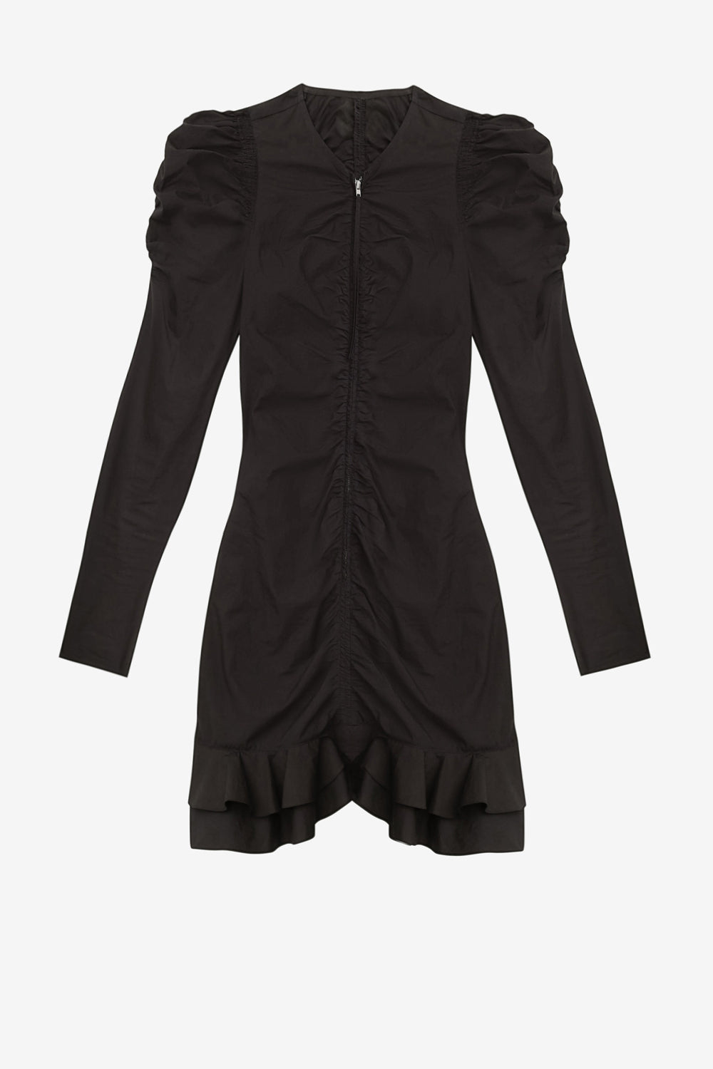 Abito corto con zip briali in cotone crispy - Nero - Woman - 1