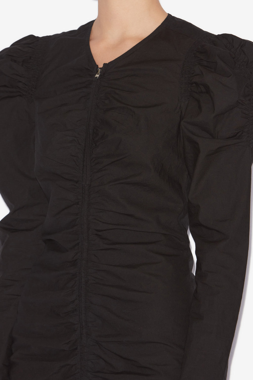 Abito corto con zip briali in cotone crispy - Nero - Woman - 3
