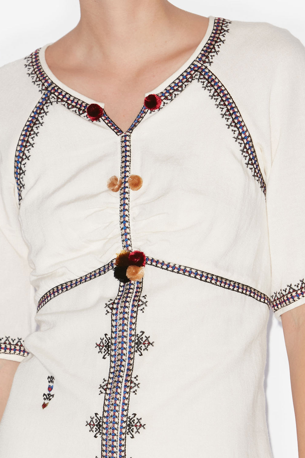 Kurzes rückenfreies kleid zatini aus bestickter gaze - Naturfarben - Woman - 3