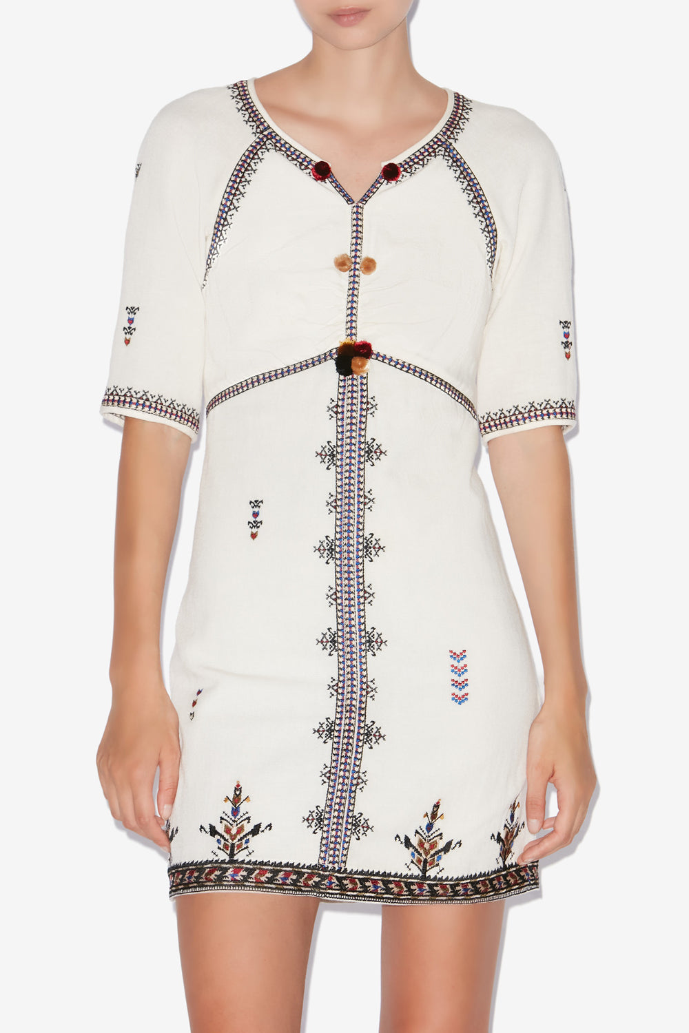 Kurzes rückenfreies kleid zatini aus bestickter gaze - Naturfarben - Woman - 4
