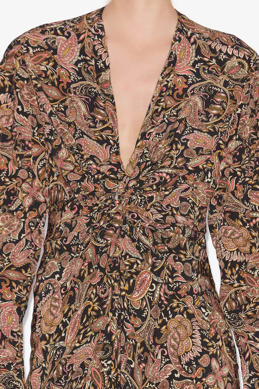 Abito midi zeliha con stampa a maniche lunghe - Black-ochre - Woman - 3