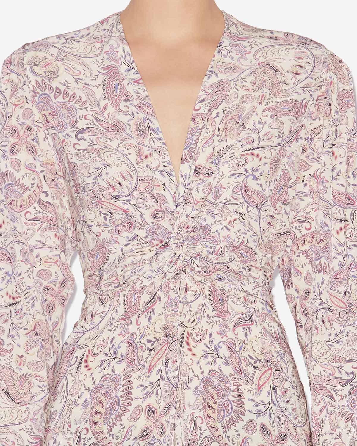 Abito midi zeliha con stampa a maniche lunghe - Ecru-purple - Woman - 2