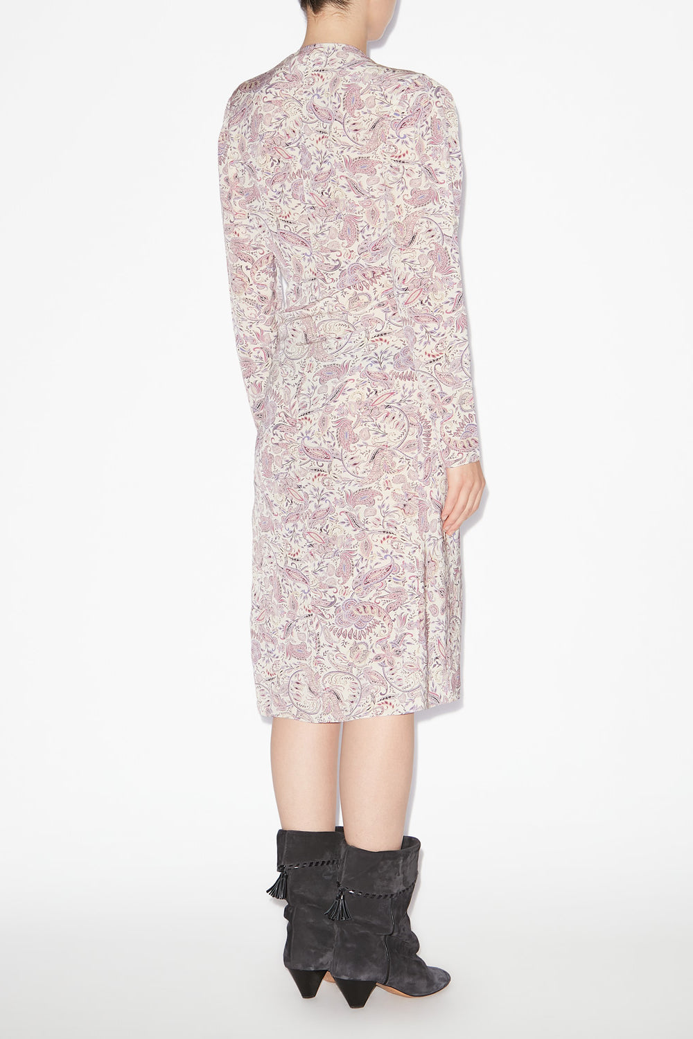 Abito midi zeliha con stampa a maniche lunghe - Ecru-purple - Woman - 4