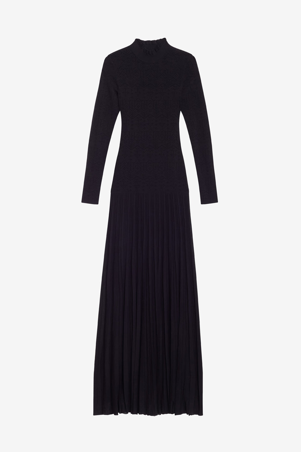Langes kleid gisole aus feinem krepp-strick - Schwarz - Woman - 1
