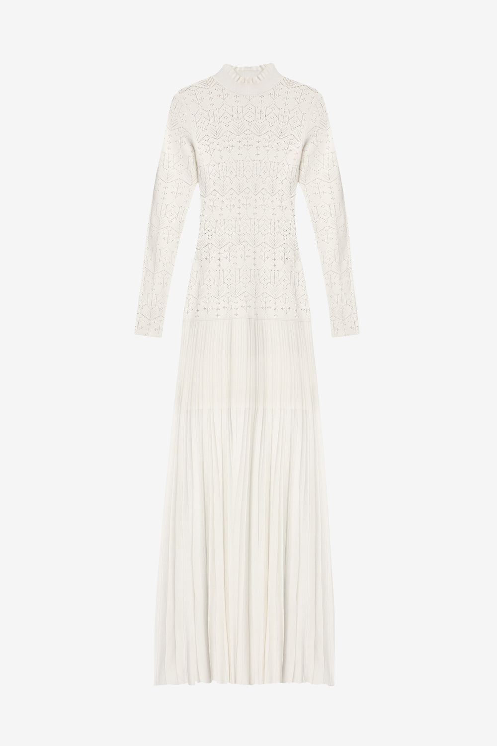 Langes kleid gisole aus feinem krepp-strick - Naturfarben - Woman - 1