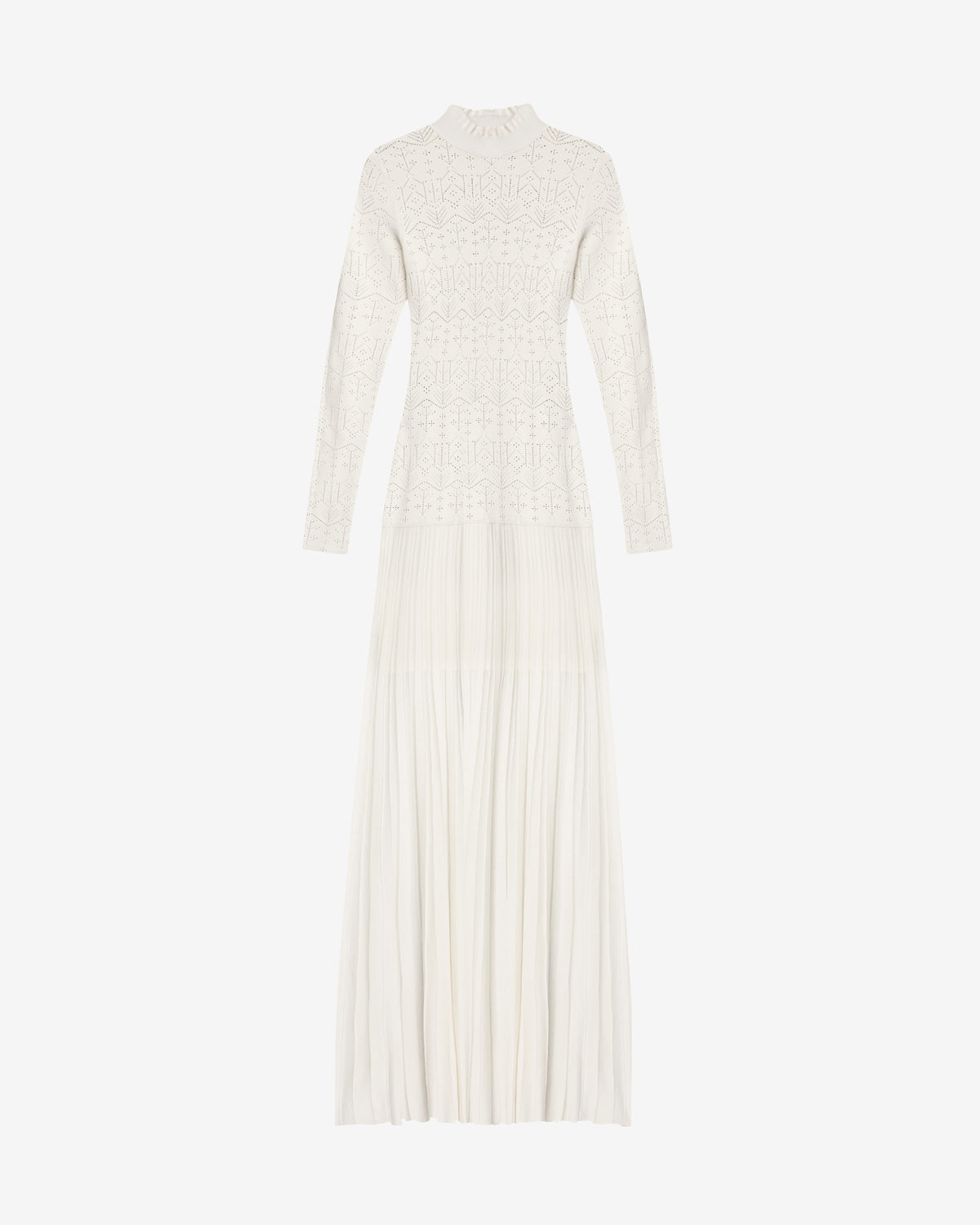 Robe longue gisole en maille crêpe fine - Écru - Woman - 4