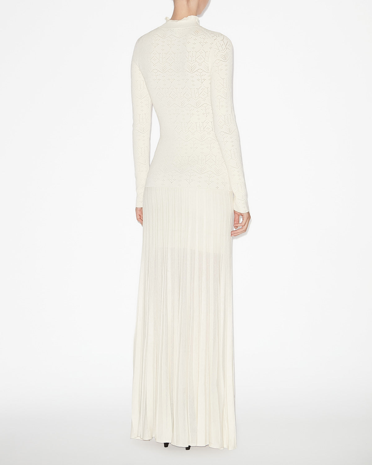 Robe longue gisole en maille crêpe fine - Écru - Woman - 3