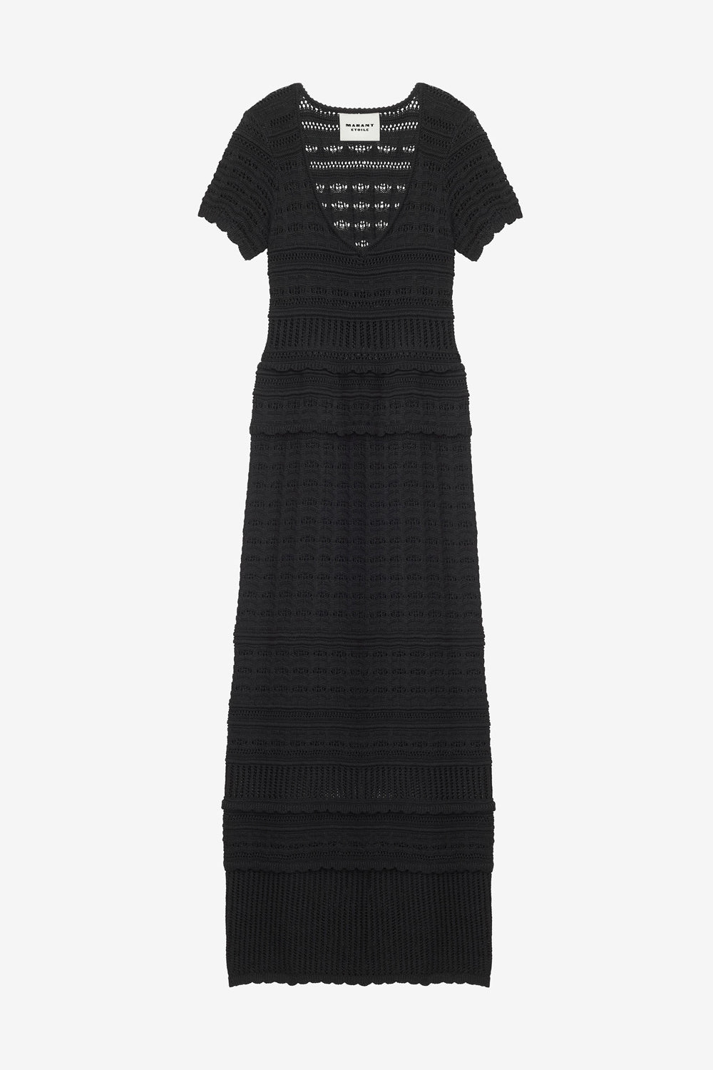 Langes kleid aurore aus ajour-strick - Schwarz - Woman - 1
