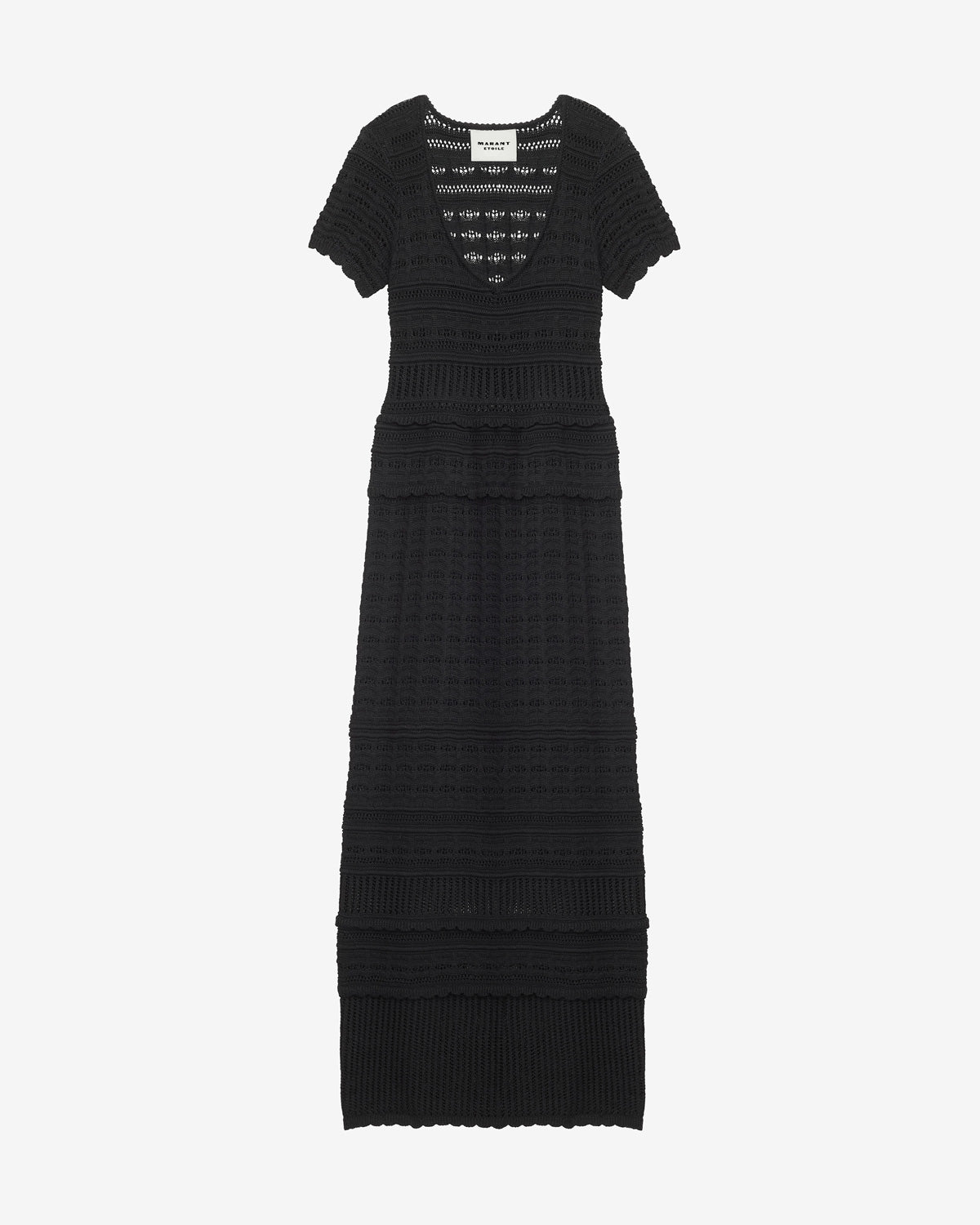 Aurore long openwork knit dress - Black - Woman - 4