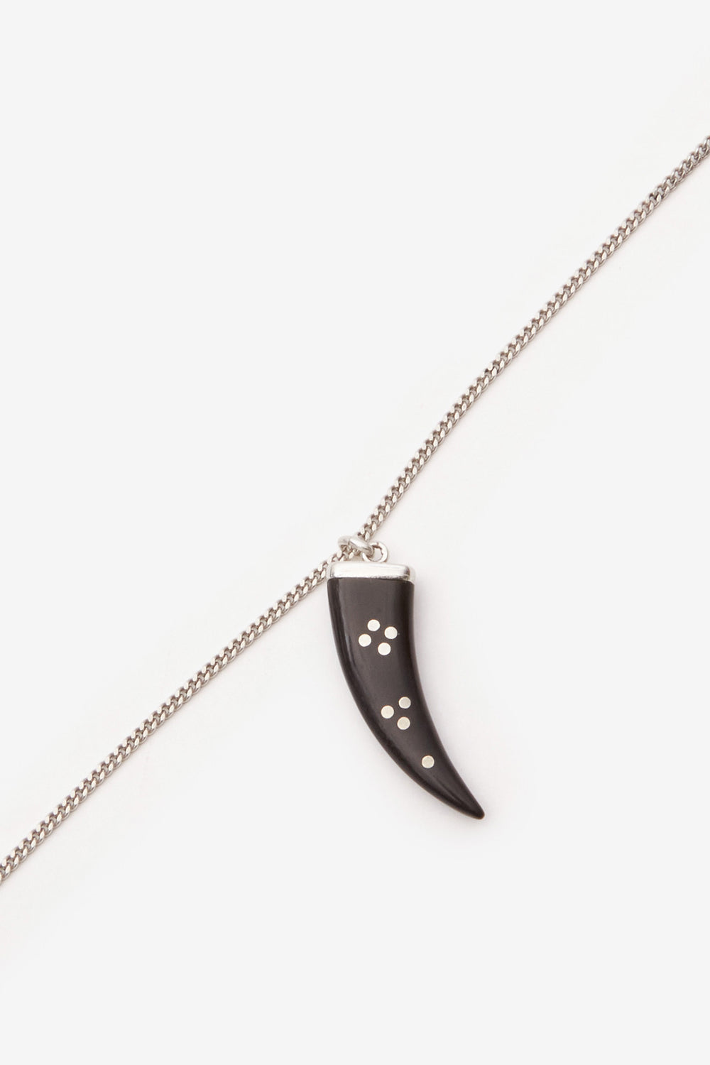 Collana maji lunga con pendente in corno - Black and silver - Man - 3