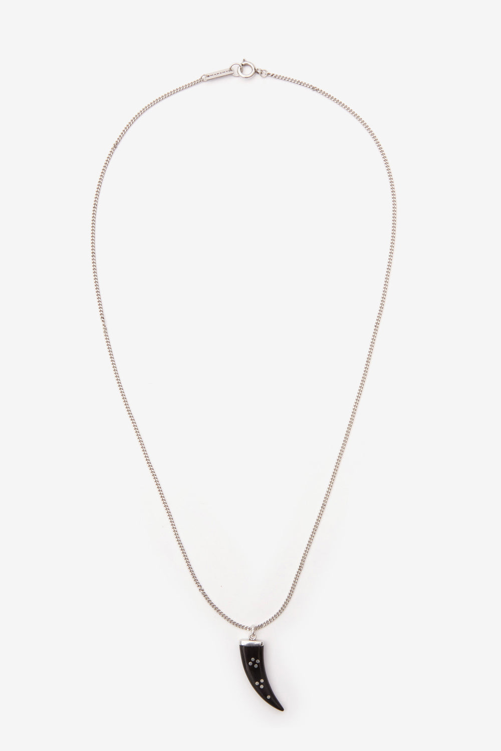 Collana maji lunga con pendente in corno - Black and silver - Man - 1