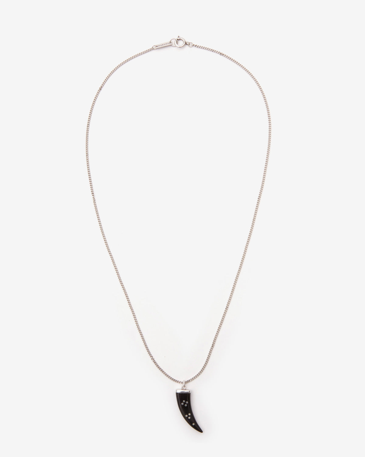 Collana maji lunga con pendente in corno - Black and silver - Man - 1