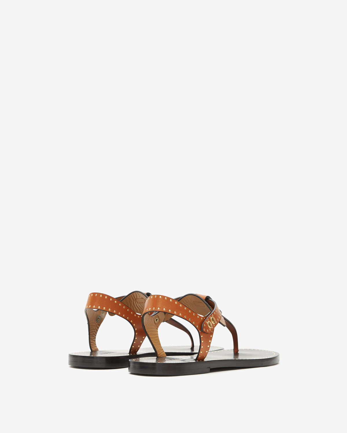Joony flat-heeled studded leather sandals - Havana - Woman - 2