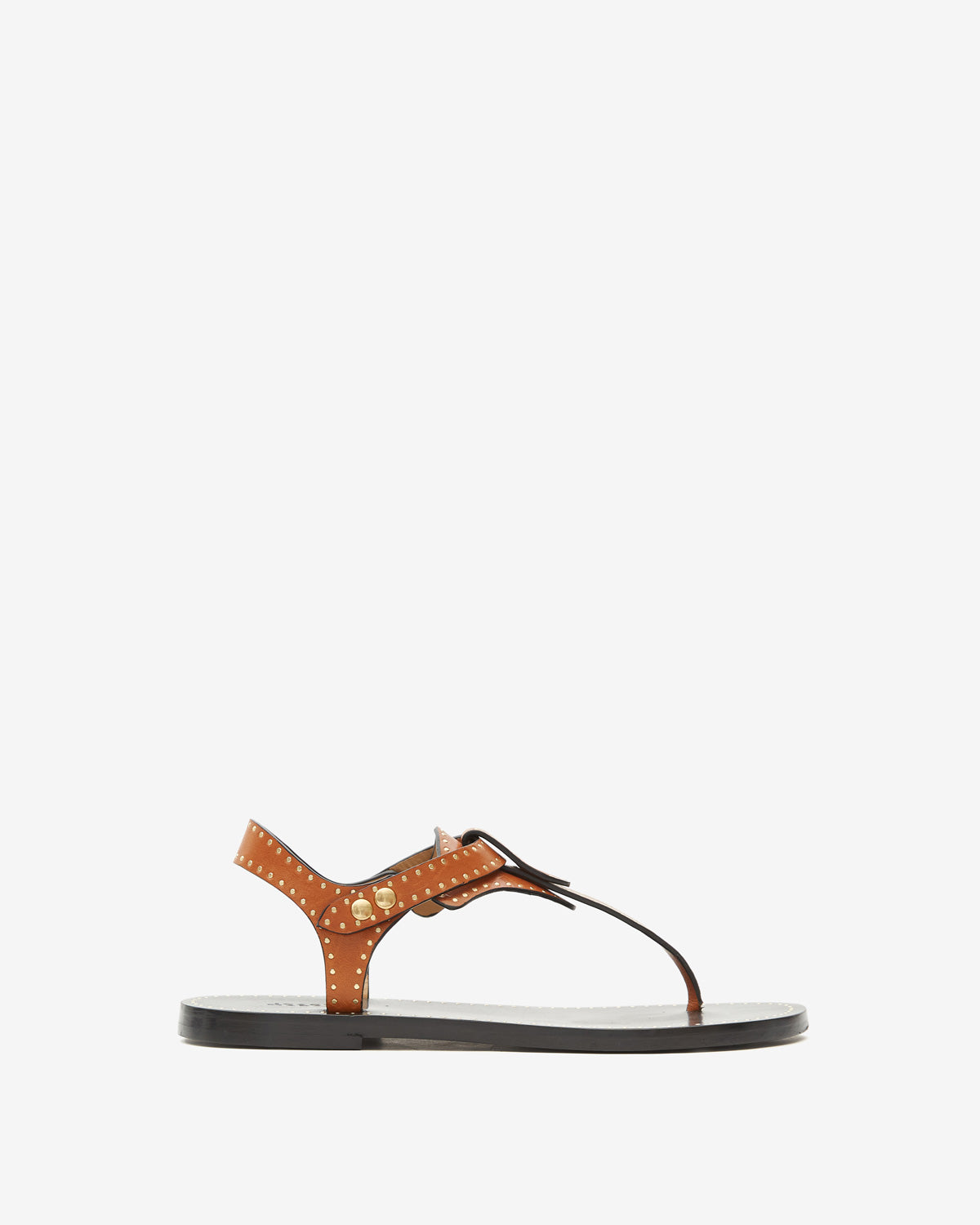 Joony flat-heeled studded leather sandals - Havana - Woman - 1