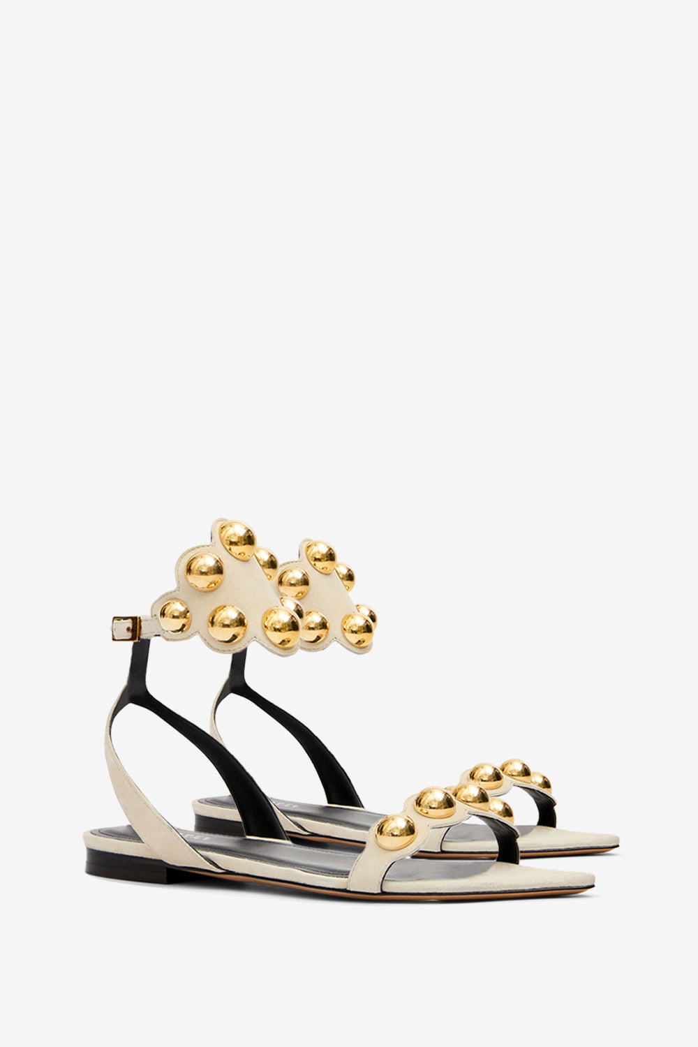 Schmucksandalen aselda aus veloursleder - Ecru-gold - Woman - 3