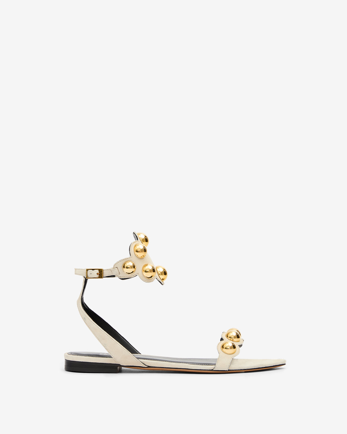 Sandalias aselda de piel de ante con pedrería - Crudo-oro - Woman - 1