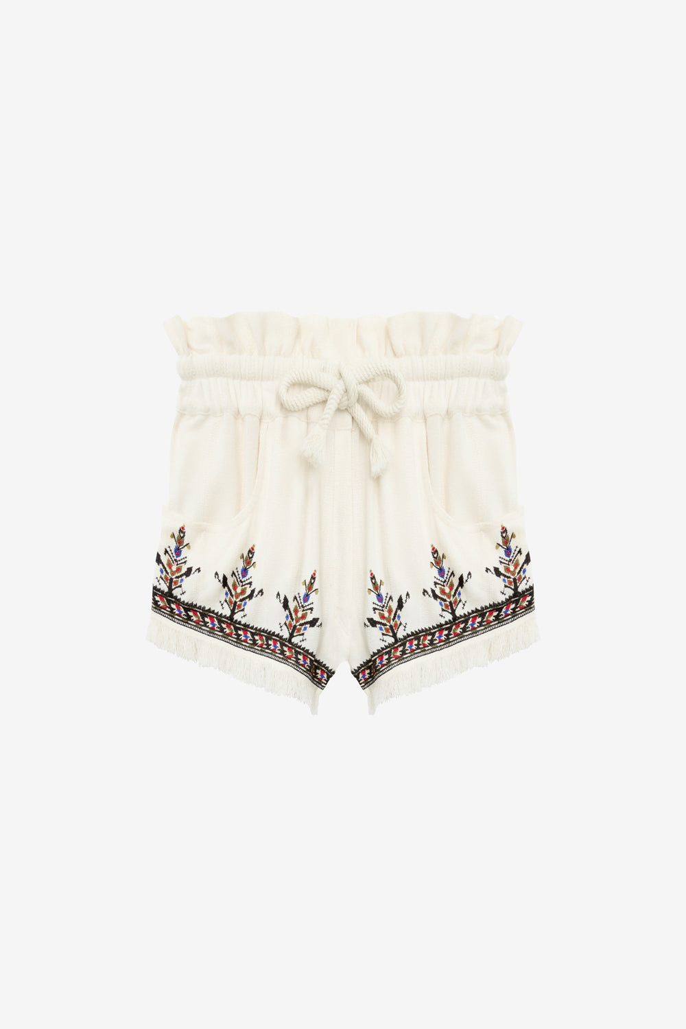 Shorts corti kriss in garza ricamata - Ecru - Woman - 1