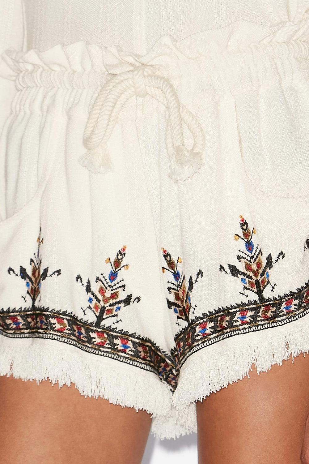 Shorts corti kriss in garza ricamata - Ecru - Woman - 3