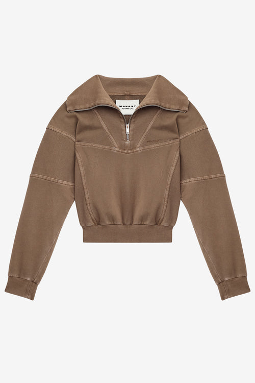 Felpa yaele in jersey délavé impunturato - Cachi - Woman