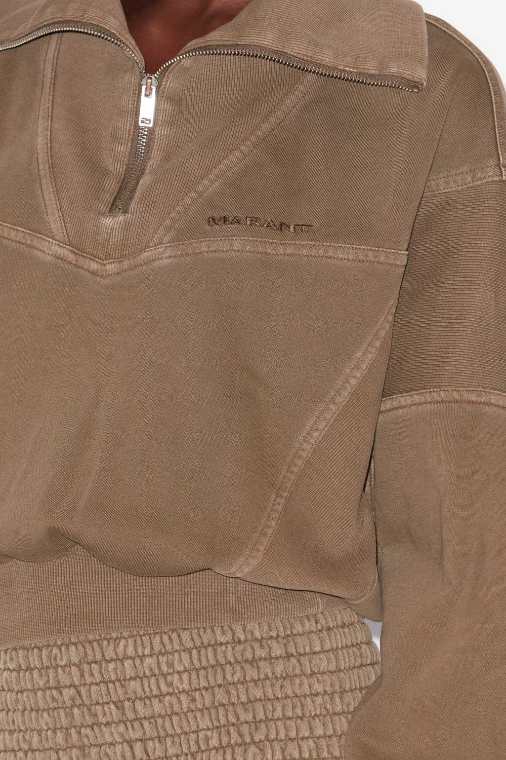 Felpa yaele in jersey délavé impunturato - Cachi - Woman - 3