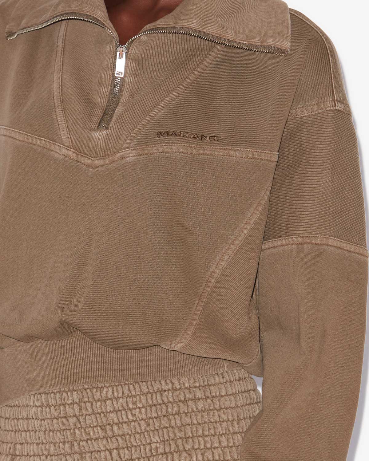 Sweatshirt yaele en jersey délavé surpiqué - Kaki - Woman - 2