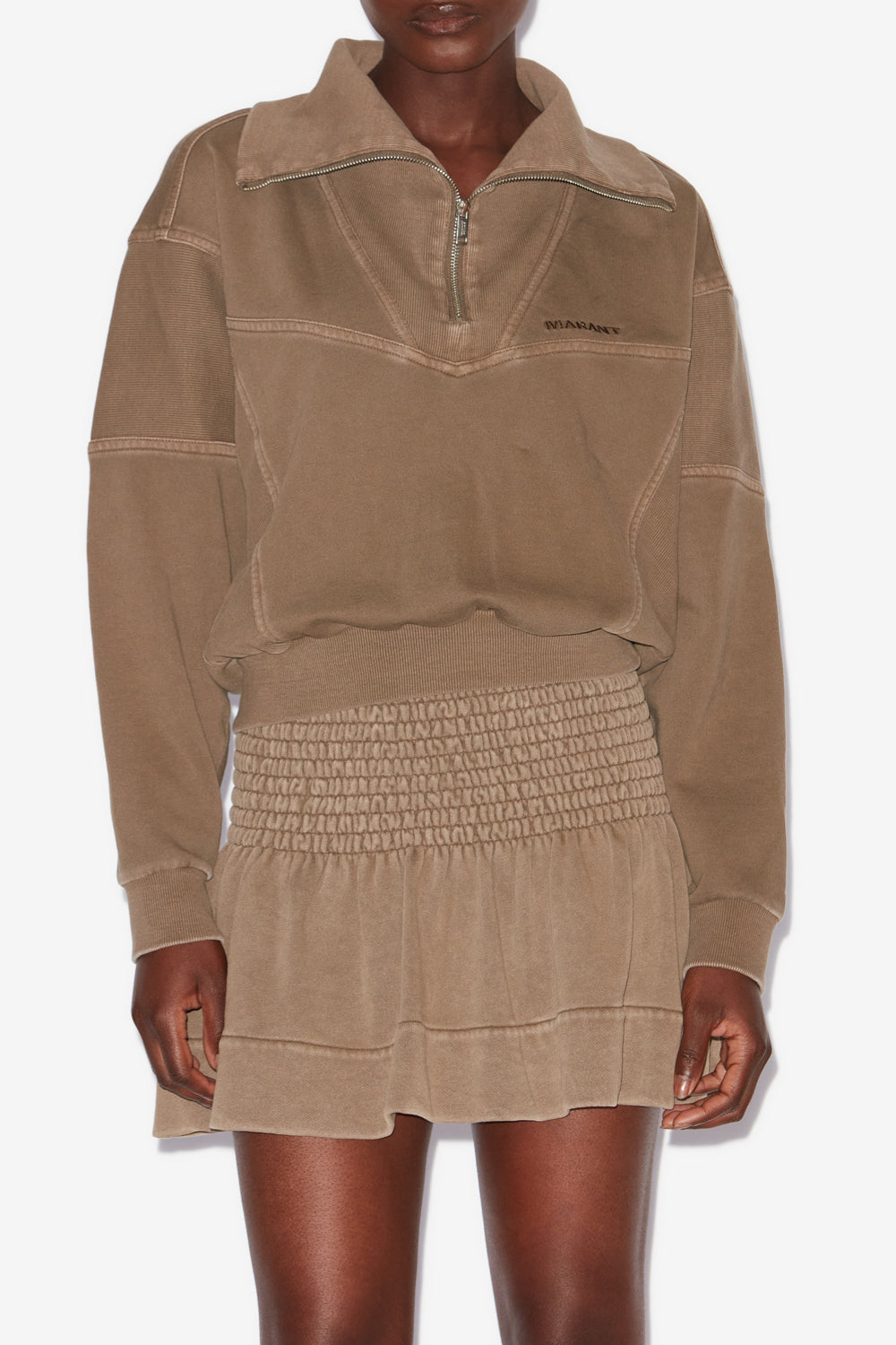 Felpa yaele in jersey délavé impunturato - Cachi - Woman - 4