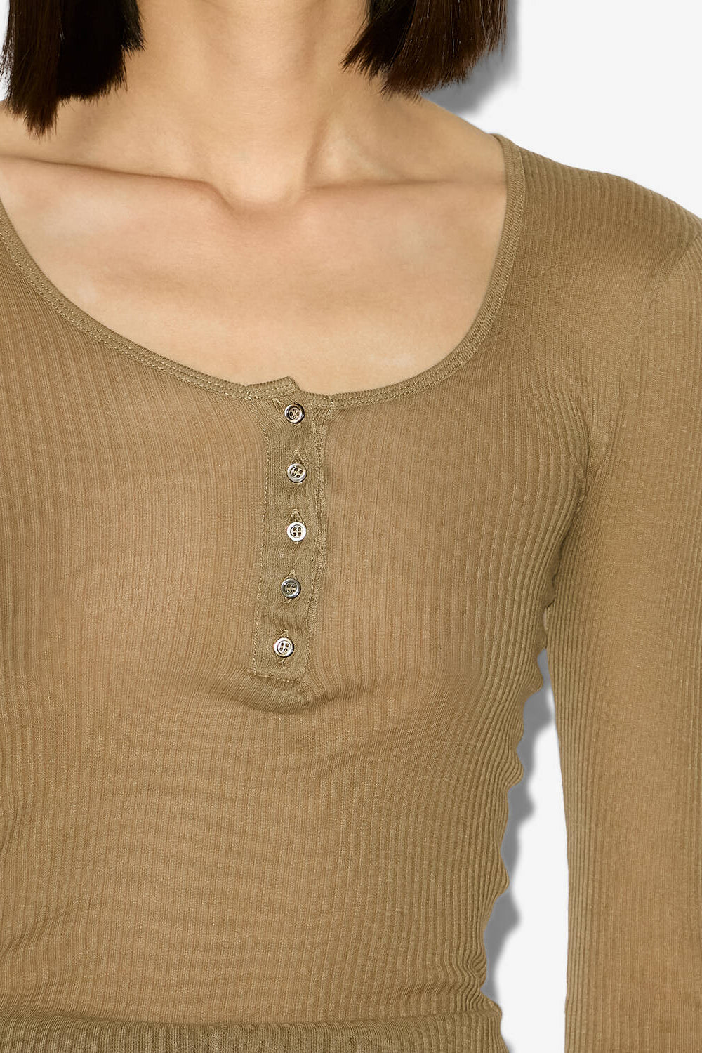 Langarm-t-shirt lamylic aus baumwolle - Khaki - Woman - 3