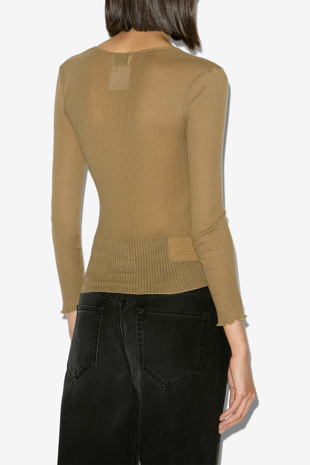 Langarm-t-shirt lamylic aus baumwolle - Khaki - Woman - 5