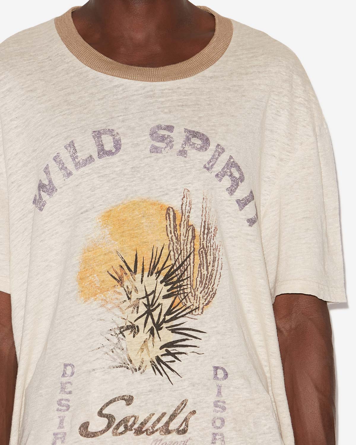 T-shirt honore in lino con stampa - Ecru/sand - Man - 2