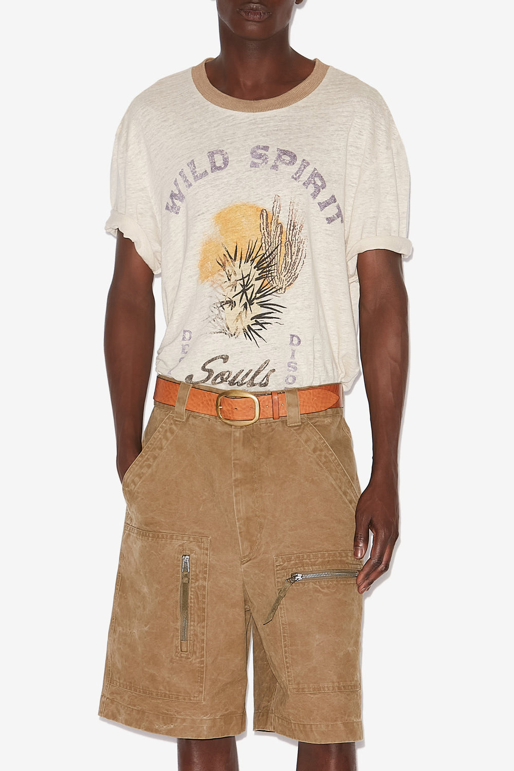 Honore プリント入りリネン tシャツ - Ecru/sand - Man - 4