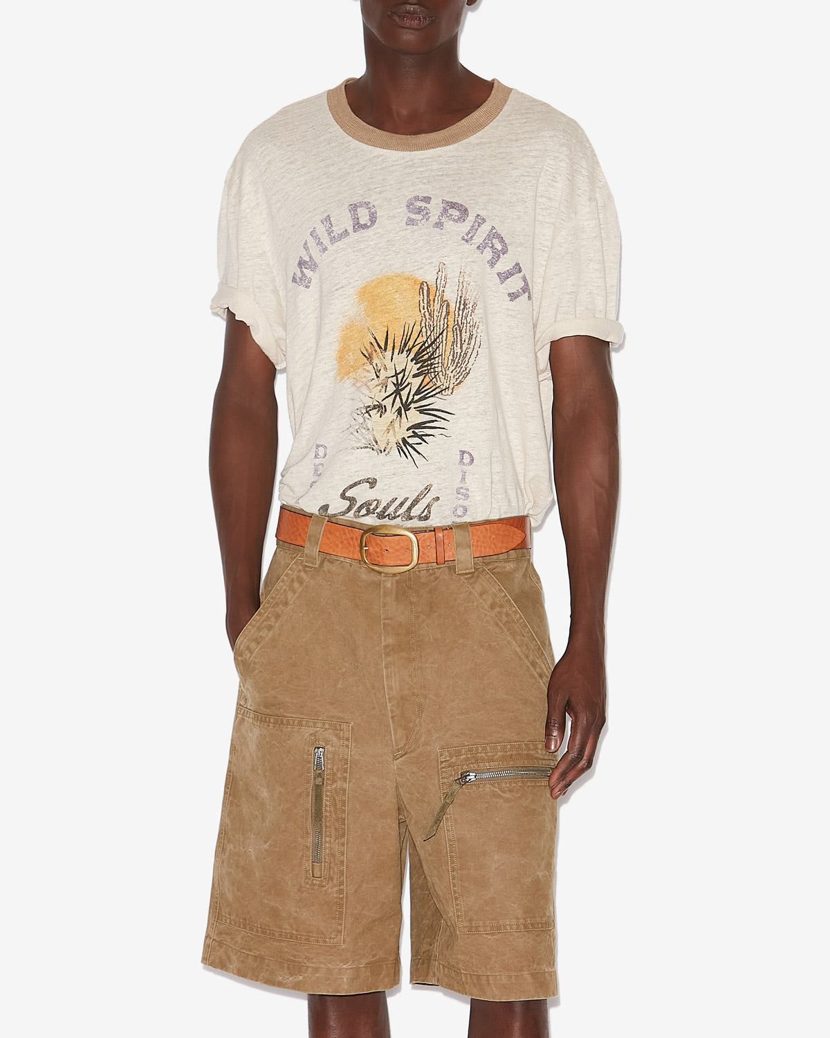 T-shirt honore in lino con stampa - Ecru/sand - Man - 3