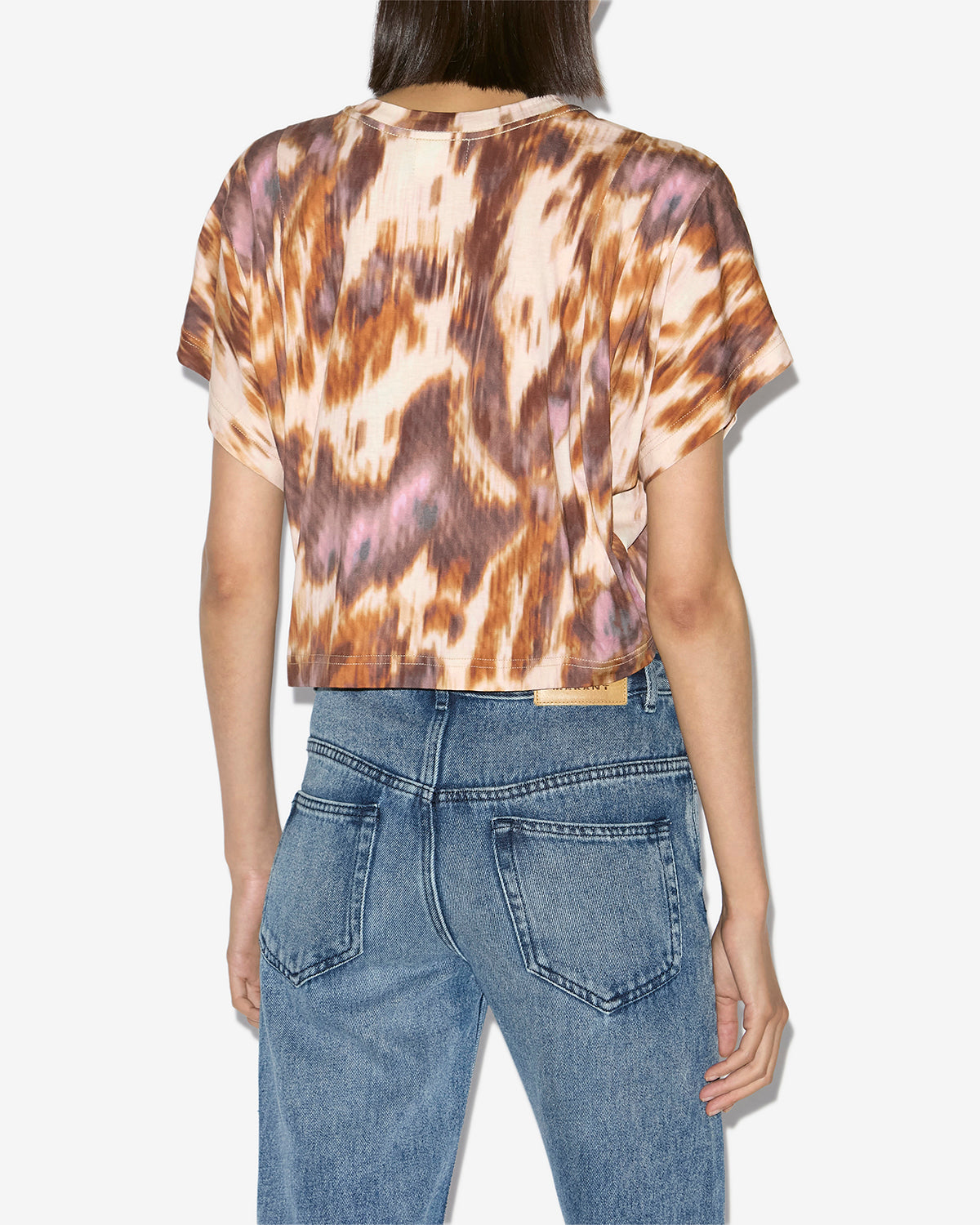 T-shirt court zilia en coton imprimé aquarelle - Écru-ocre - Woman - 4